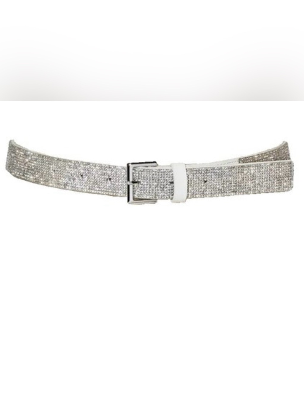 Wild Fable Women’s White Silver Sparkly Rhinestone Vegan Belt Medium NEW